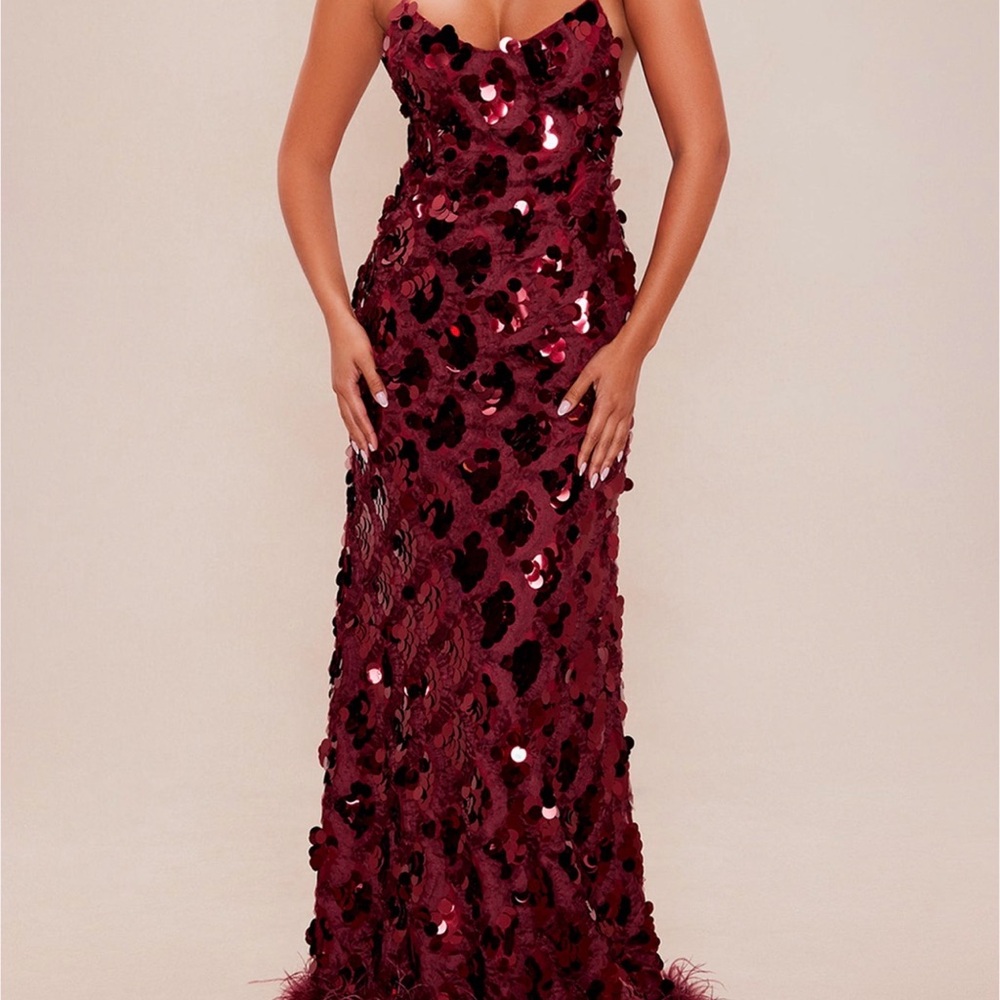 Fashion Nova Burgundy Sequin Gown